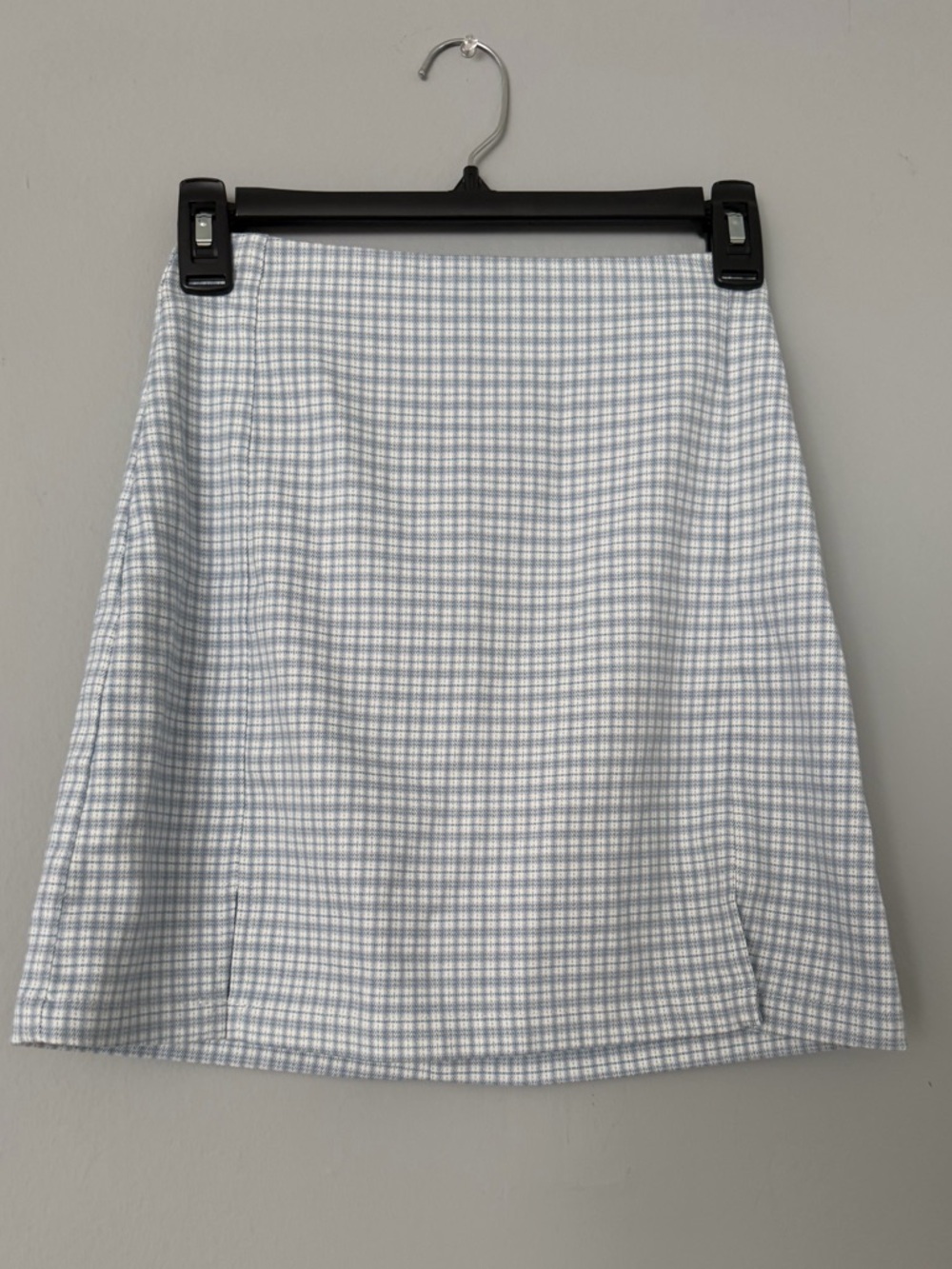 Brandy Melville Light Blue Gingham A-Line Skirt